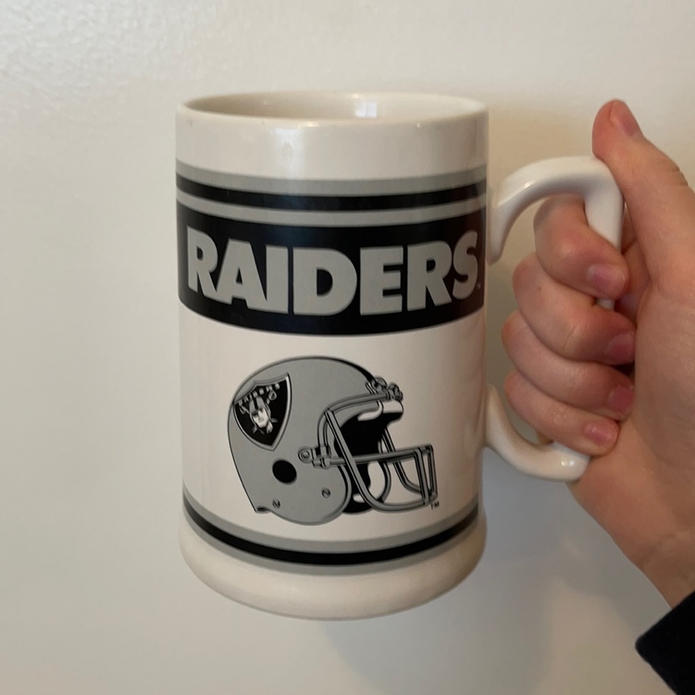 RARE 90’s Raiders DECORATIVE white mug